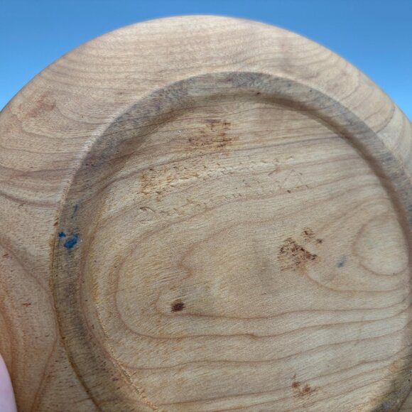 Vintage 8.5" Hardwood Serving Bowl Rustic Kitchen Decor - Picture 7 of 7